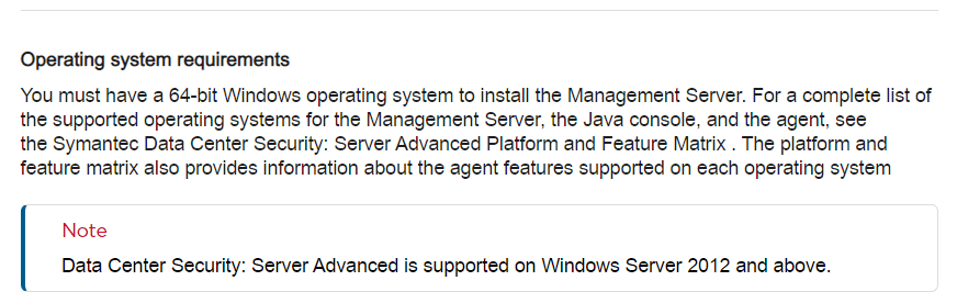  Symantec Data Center Security System Requirements